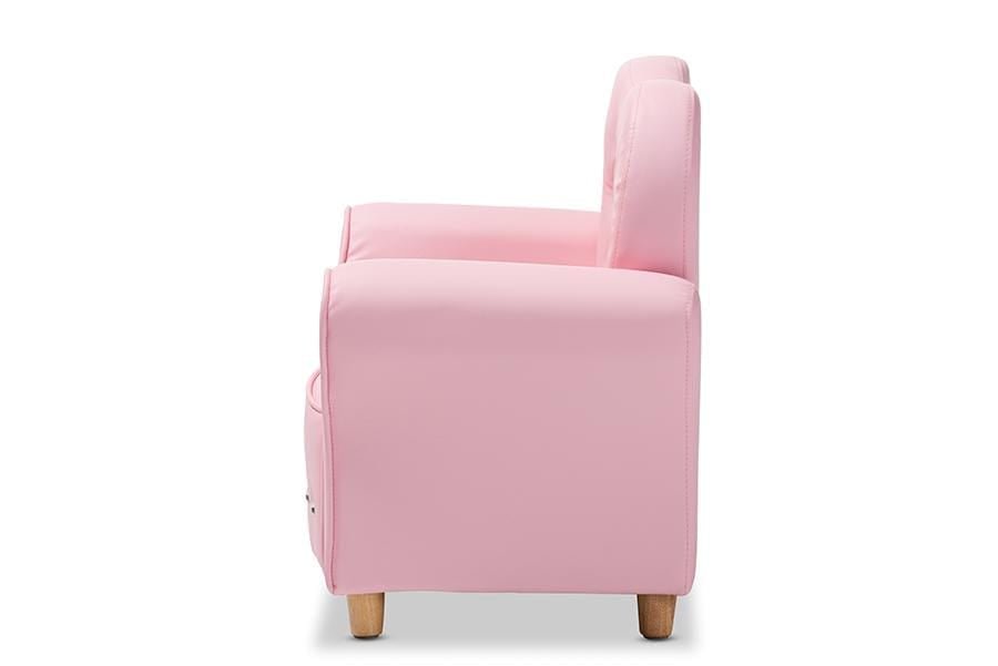 Mabel Modern and Contemporary Pink Faux Leather Kids Armchair