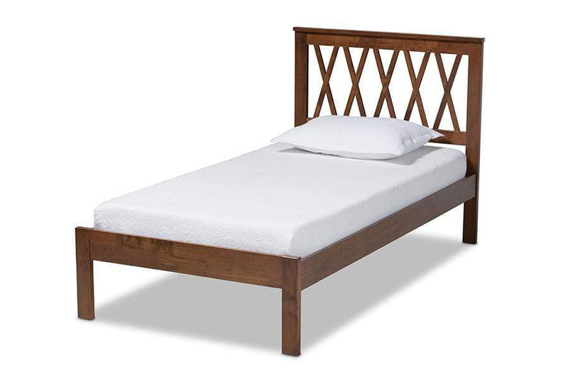 Malene Mid-Century Modern Walnut Finished Wood Twin Size Platform Bed
