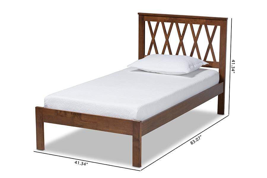 Malene Mid-Century Modern Walnut Finished Wood Twin Size Platform Bed