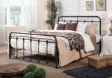 Mandy Vintage Industrial Black Finished Metal Queen Size Platform Bed