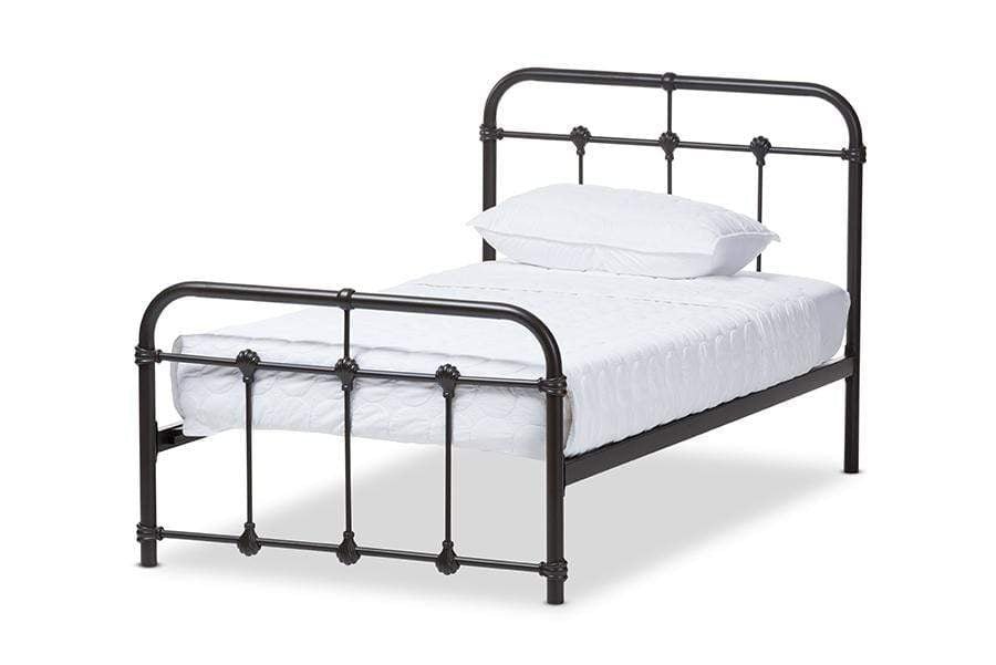 Mandy Vintage Industrial Black Finished Metal Twin Size Platform Bed
