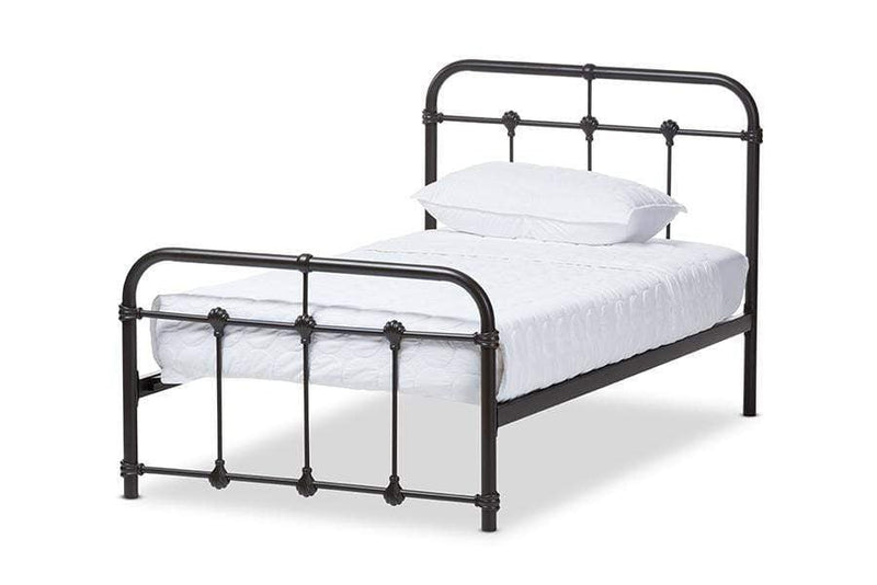 Mandy Vintage Industrial Black Finished Metal Twin Size Platform Bed