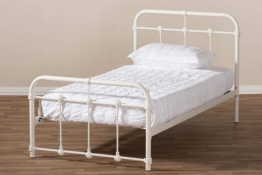 Baxton Studio Mandy Metal Twin Size Platform Bed White