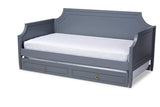 Mariana Classic and Traditional Grey Finished Wood Twin Size Daybed with Trundle