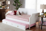 Mariana Classic and Traditional White Finished Wood Twin Size Daybed with Trundle