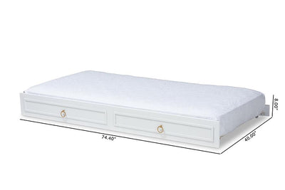 Mariana Classic and Traditional White Finished Wood Twin Size Trundle