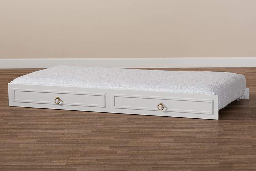 Mariana Classic and Traditional White Finished Wood Twin Size Trundle