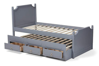 Mariana Traditional Transitional Grey Finished Wood Twin Size 3-Drawer Storage Bed with Pull-Out Trundle Bed