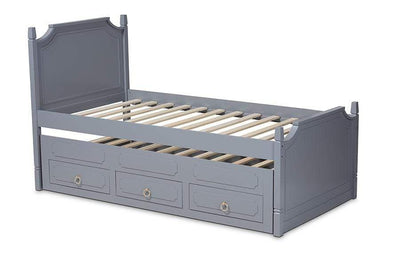 Mariana Traditional Transitional Grey Finished Wood Twin Size 3-Drawer Storage Bed with Pull-Out Trundle Bed