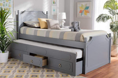 Mariana Traditional Transitional Grey Finished Wood Twin Size 3-Drawer Storage Bed with Pull-Out Trundle Bed