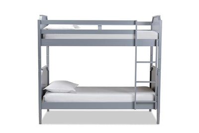 Mariana Traditional Transitional Grey Finished Wood Twin Size Bunk Bed