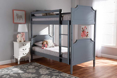 Mariana Traditional Transitional Grey Finished Wood Twin Size Bunk Bed