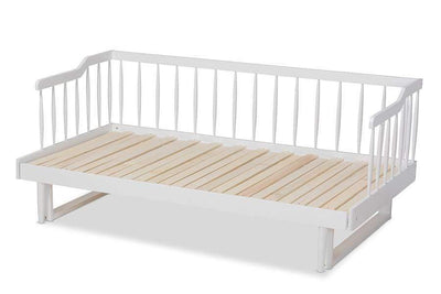 Muriel Modern and Transitional White Finished Wood Expandable Twin Size to King Size Spindle Daybed