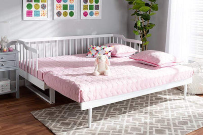 Muriel Modern and Transitional White Finished Wood Expandable Twin Size to King Size Spindle Daybed