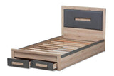 Pandora Modern and Contemporary Dark Grey and Light Brown Two-Tone 2-Drawer Twin Size Storage Platform Bed