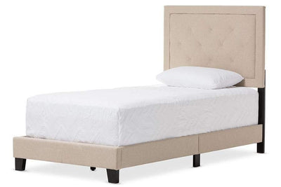 Paris Modern and Contemporary Beige Linen Upholstered Twin Size Tufting Bed