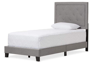 Paris Modern and Contemporary Grey Fabric Upholstered Twin Size Tufting Bed