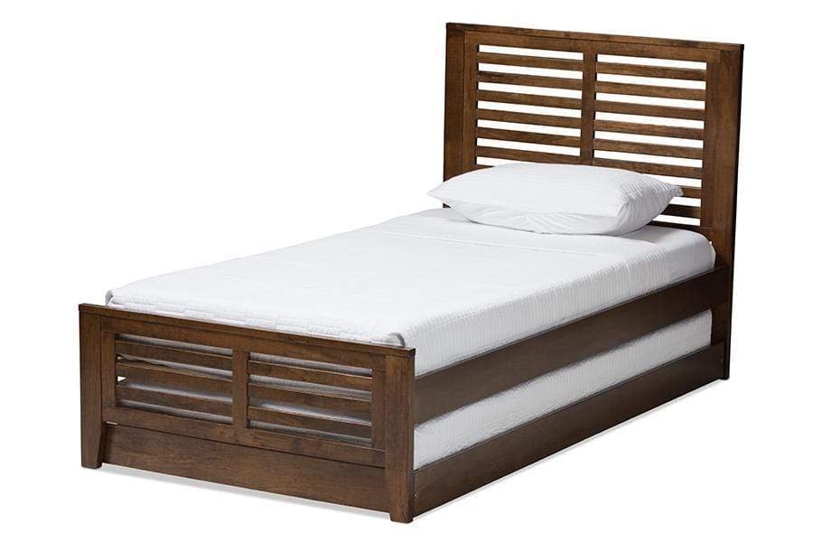 Sedona Modern Classic Mission Style Brown-Finished Wood Twin Platform Bed with Trundle