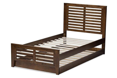 Sedona Modern Classic Mission Style Brown-Finished Wood Twin Platform Bed with Trundle