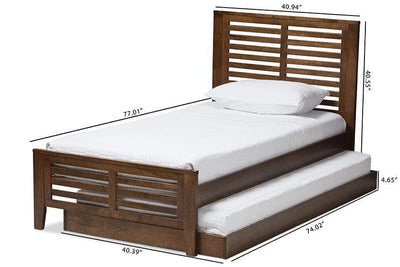 Sedona Modern Classic Mission Style Brown-Finished Wood Twin Platform Bed with Trundle