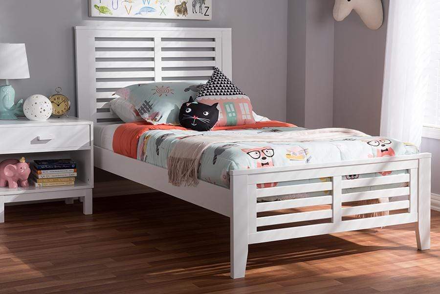 Sedona Modern Classic Mission Style White-Finished Wood Twin Platform Bed