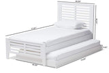 Sedona Modern Classic Mission Style White-Finished Wood Twin Platform Bed with Trundle