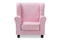 Selina Modern and Contemporary Pink and White Heart Patterned Fabric Upholstered Kids Armchair