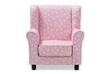 Selina Modern and Contemporary Pink and White Heart Patterned Fabric Upholstered Kids Armchair