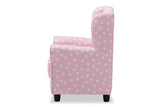 Selina Modern and Contemporary Pink and White Heart Patterned Fabric Upholstered Kids Armchair