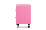 Stella Crystal Tufted Pink Leather Modern Nightstand