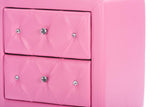 Stella Crystal Tufted Pink Leather Modern Nightstand