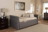 Swamson Modern and Contemporary Grey Fabric Tufted Twin Size Daybed with Roll-out Trundle Guest Bed