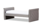Swamson Modern and Contemporary Grey Fabric Tufted Twin Size Daybed with Roll-out Trundle Guest Bed