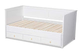 Thomas Classic and Traditional White Finished Wood Expandable Twin Size to King Size Daybed with Storage Drawers