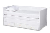 Thomas Classic and Traditional White Finished Wood Expandable Twin Size to King Size Daybed with Storage Drawers
