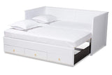 Thomas Classic and Traditional White Finished Wood Expandable Twin Size to King Size Daybed with Storage Drawers