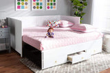 Thomas Classic and Traditional White Finished Wood Expandable Twin Size to King Size Daybed with Storage Drawers