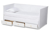 Thomas Classic and Traditional White Finished Wood Expandable Twin Size to King Size Daybed with Storage Drawers