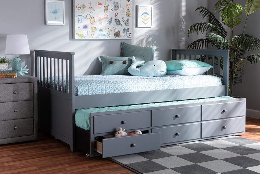 Trine Classic and Traditional Grey Finished Wood Twin Size Daybed with Trundle