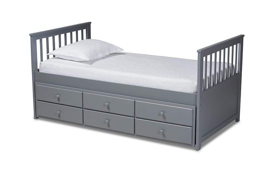 Trine Classic and Traditional Grey Finished Wood Twin Size Daybed with Trundle