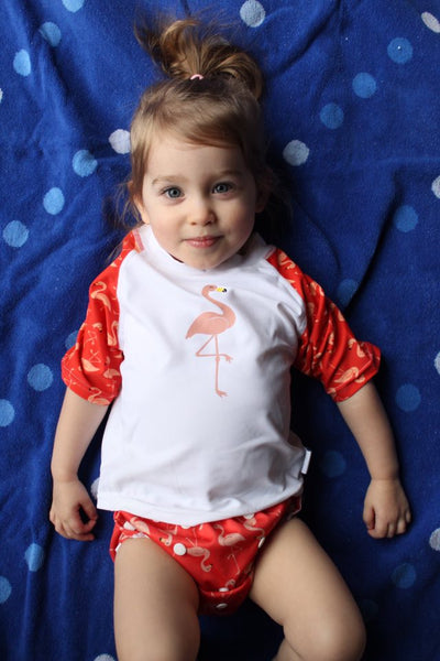 Flamingo Baby Rash Guard, Sun Protective Swim Shirt (Sizes 6M–5T)