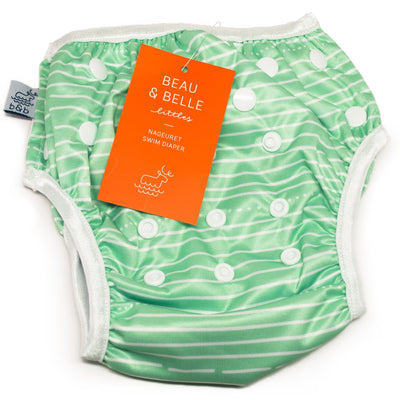 Green Stripes Cloth Reusable Swim Diaper