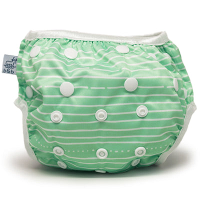 Green Stripes Cloth Reusable Swim Diaper