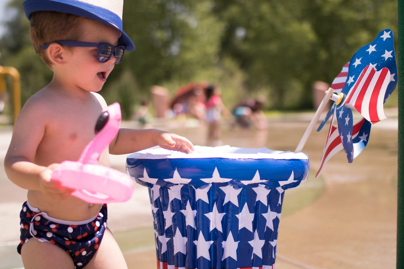 L/E Lauren Holiday Summer Cherry Bomb Print Nageuret Swim Diaper - 100% Proceeds to CF Foundation