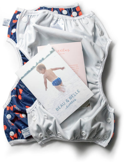 L/E Lauren Holiday Summer Cherry Bomb Print Nageuret Swim Diaper - 100% Proceeds to CF Foundation