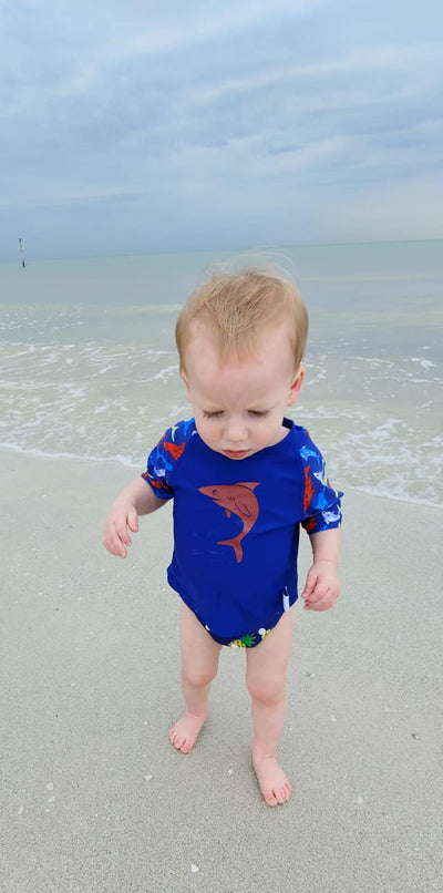 Shark Baby Rash Guard, Sun Protective Swim Shirt (Sizes 6M–5T)