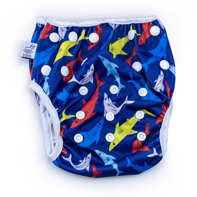 Sharks Nageuret Reusable Swim Diaper, Adjustable 0-3 Years or 2-5 Years