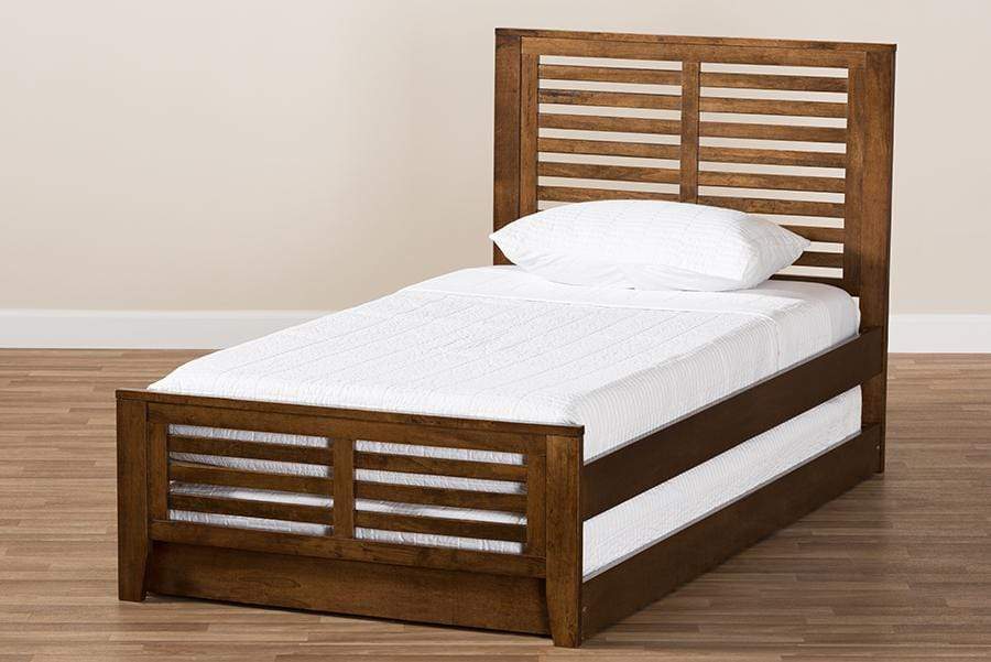 Sedona Modern Classic Mission Style Brown-Finished Wood Twin Platform Bed with Trundle