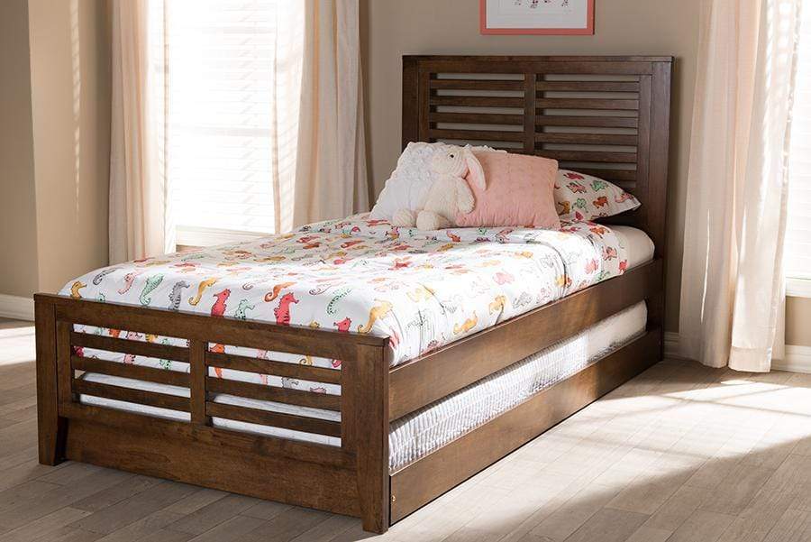 Sedona Modern Classic Mission Style Brown-Finished Wood Twin Platform Bed with Trundle