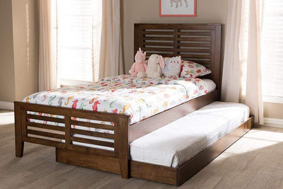 Sedona Modern Classic Mission Style Brown-Finished Wood Twin Platform Bed with Trundle